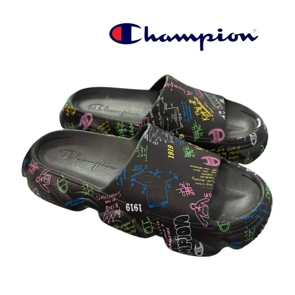 Champion Big Kids Meloso Squish Doodle Multicolor Graphic Slide Sandals 6Y